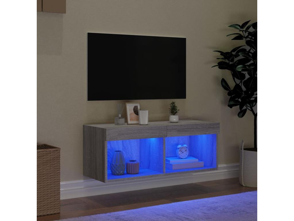 Meuble TV avec Artigeoères LED Artigeo gris 80x30x30 cm QZNQ48859
