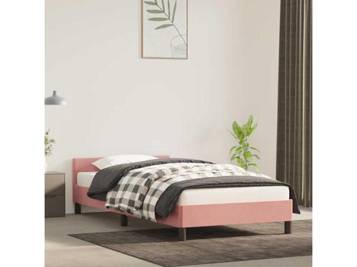 Cadre de lit et tête de lit sans matelas rose 90x200 cm velours SZBC08992