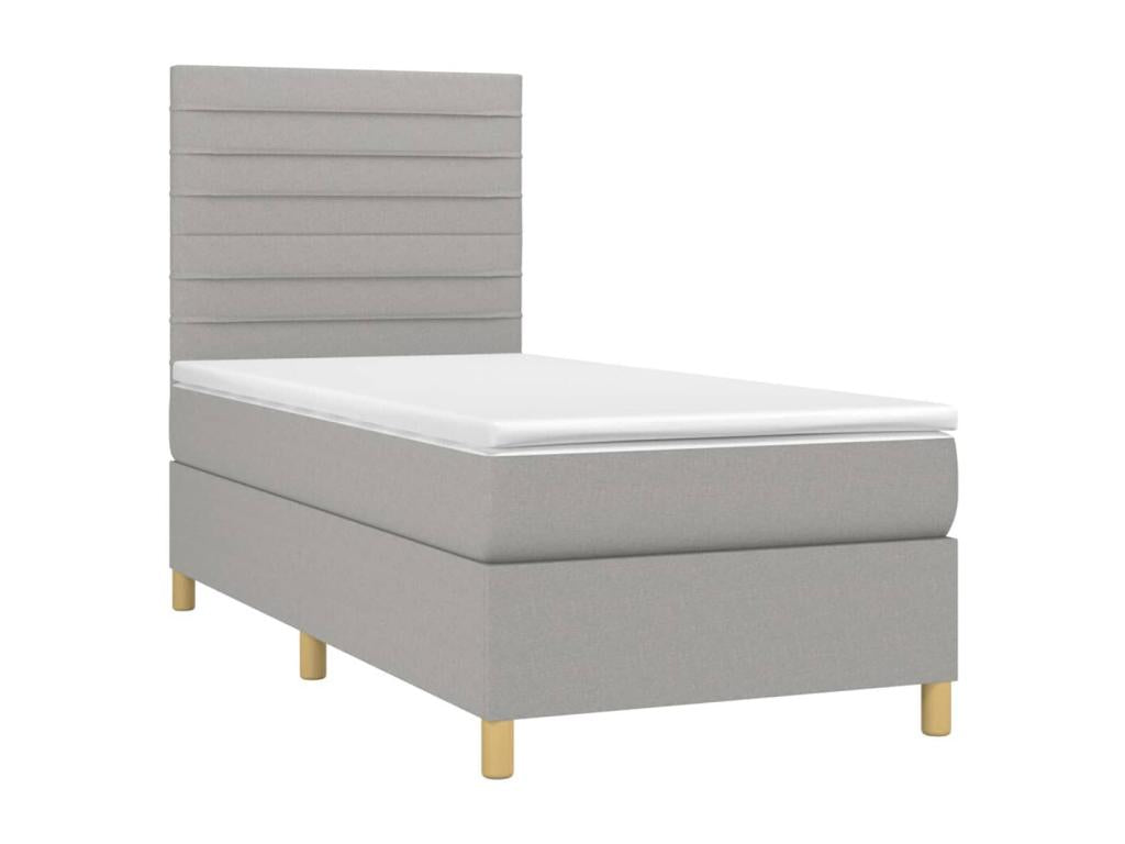 Lit à sommier tapissier avec matelas Gris clair 90x200 cm Tissu RHTH26964