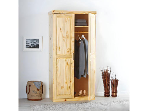 Artigeo - Armoire 2 Portes Bois Massif Naturel JEBR50491