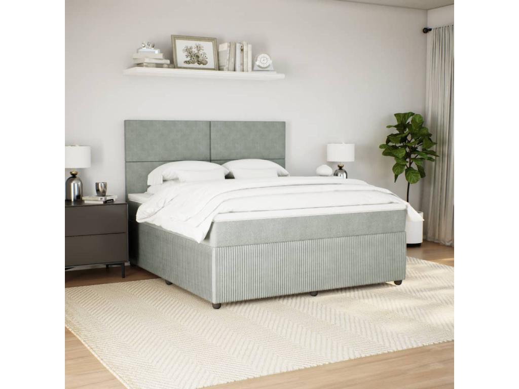 Sommier à Cosymeub de lit et matelas Gris clair 180x200cm Velours ZVOM30718