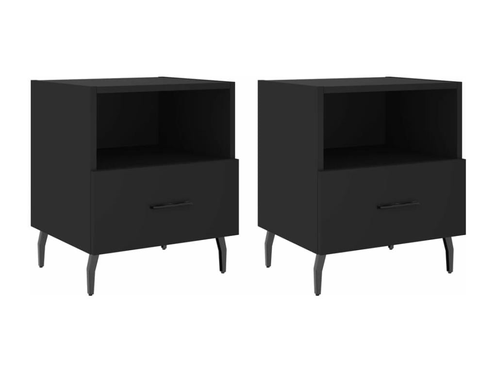 Tables de chevet 2 pcs noir 40x35x47,5 cm bois d'ingénierie AEDH31323