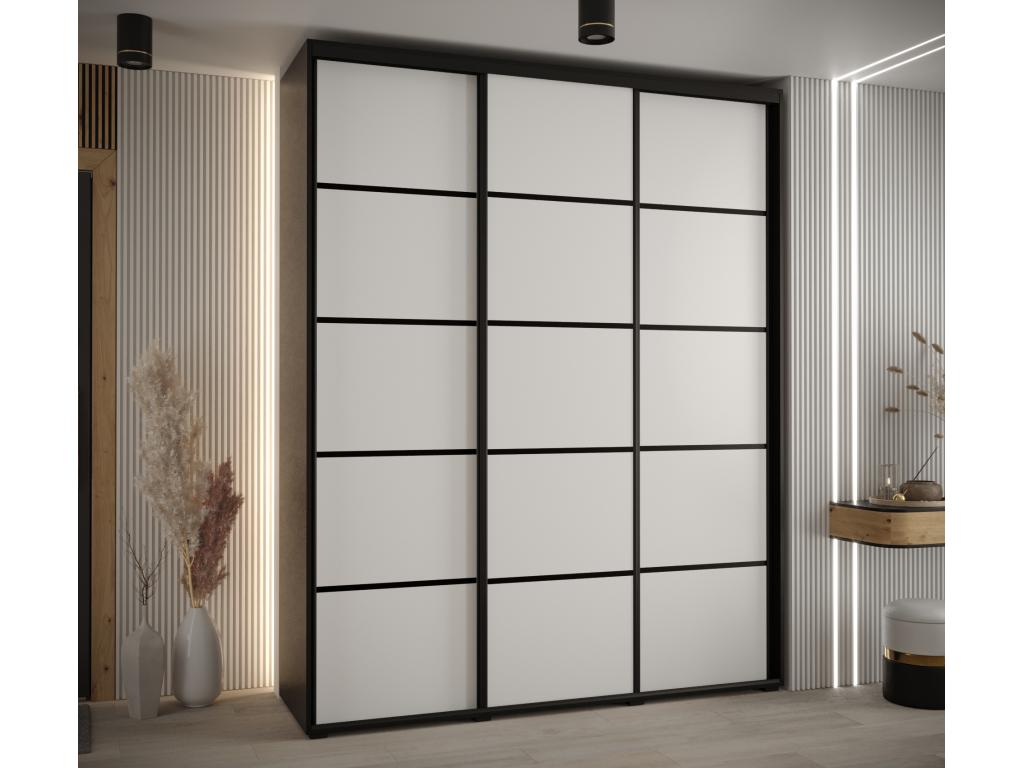 ARMOIRE Cosymeub 4 À PORTES COULISSANTES 235.2/190/45 3 portes Noir/Blanc/Noir OBET67849