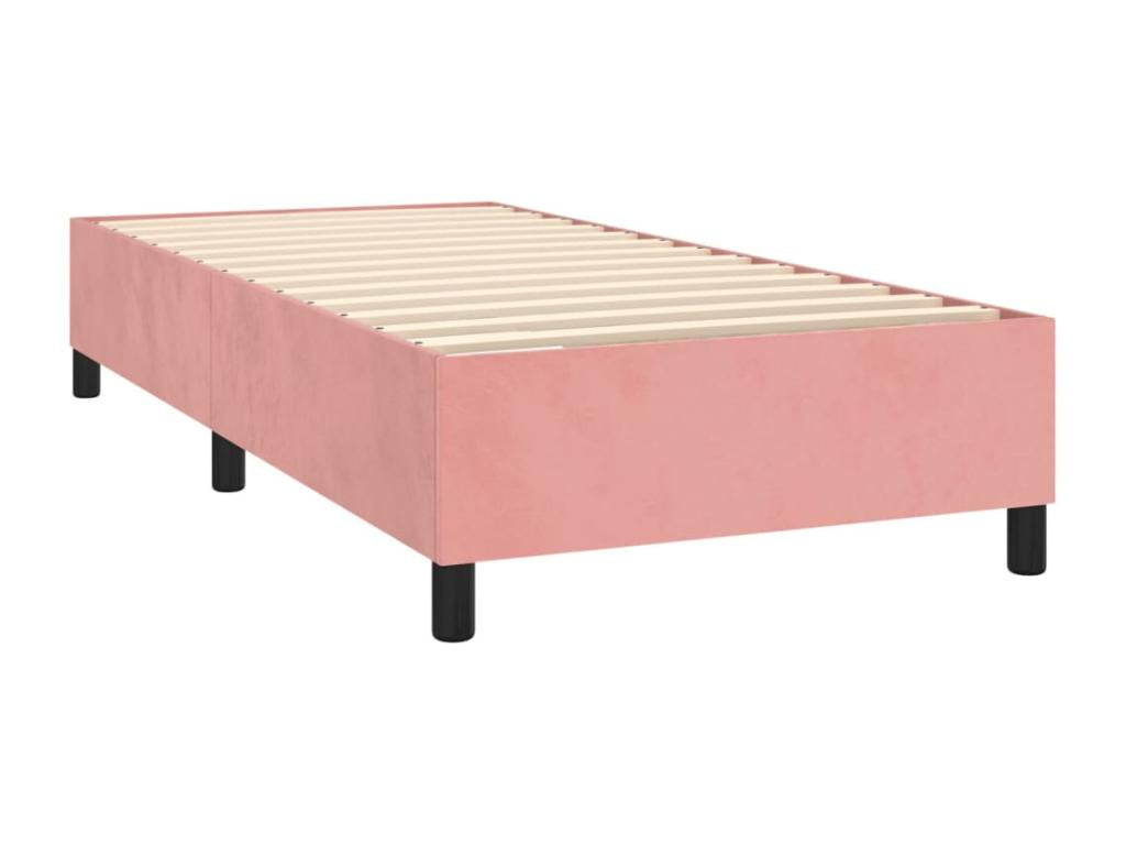 Lit à sommier tapissier avec matelas Rose 100x200 cm Velours HEWK08544