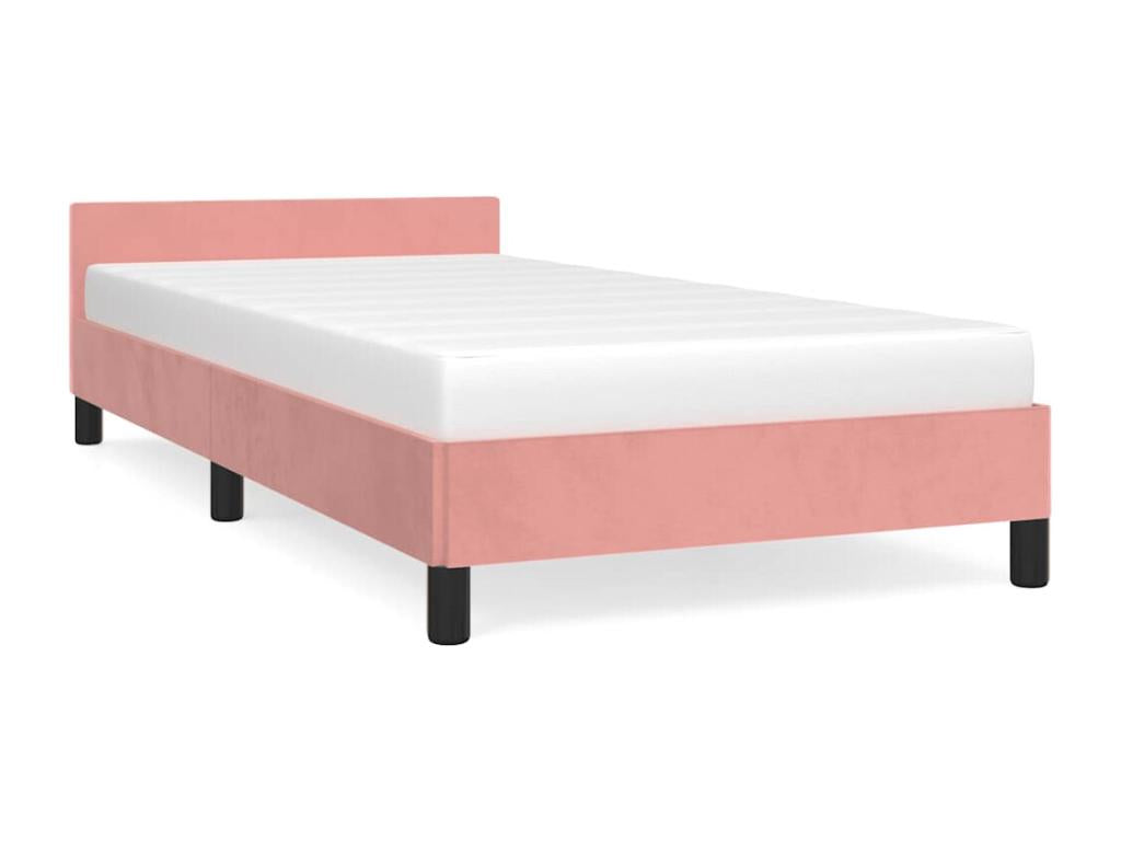 Cadre de lit et tête de lit sans matelas rose 90x200 cm velours SZBC08992