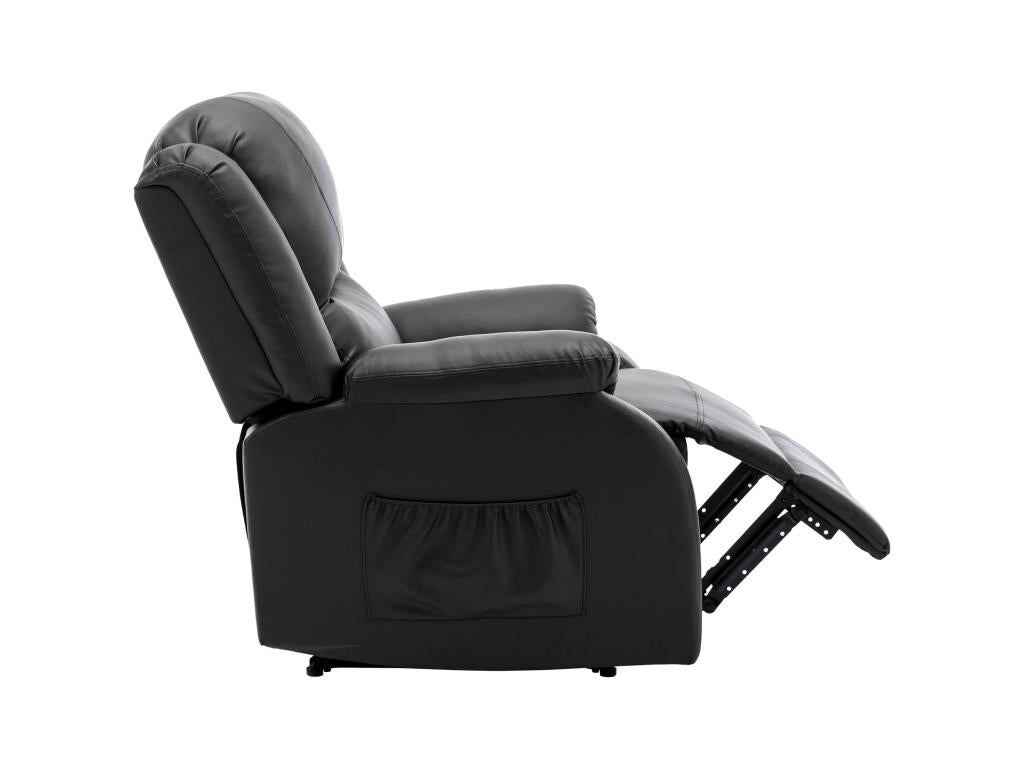 Fauteuil de relaxation inclinable avec repose-pied réglable à revêtement principal simili noir OPPW23900