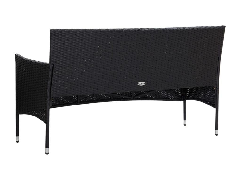 Salon de jardin 4 pcs avec coussins Résine tressée Noir 25 FPUG64943