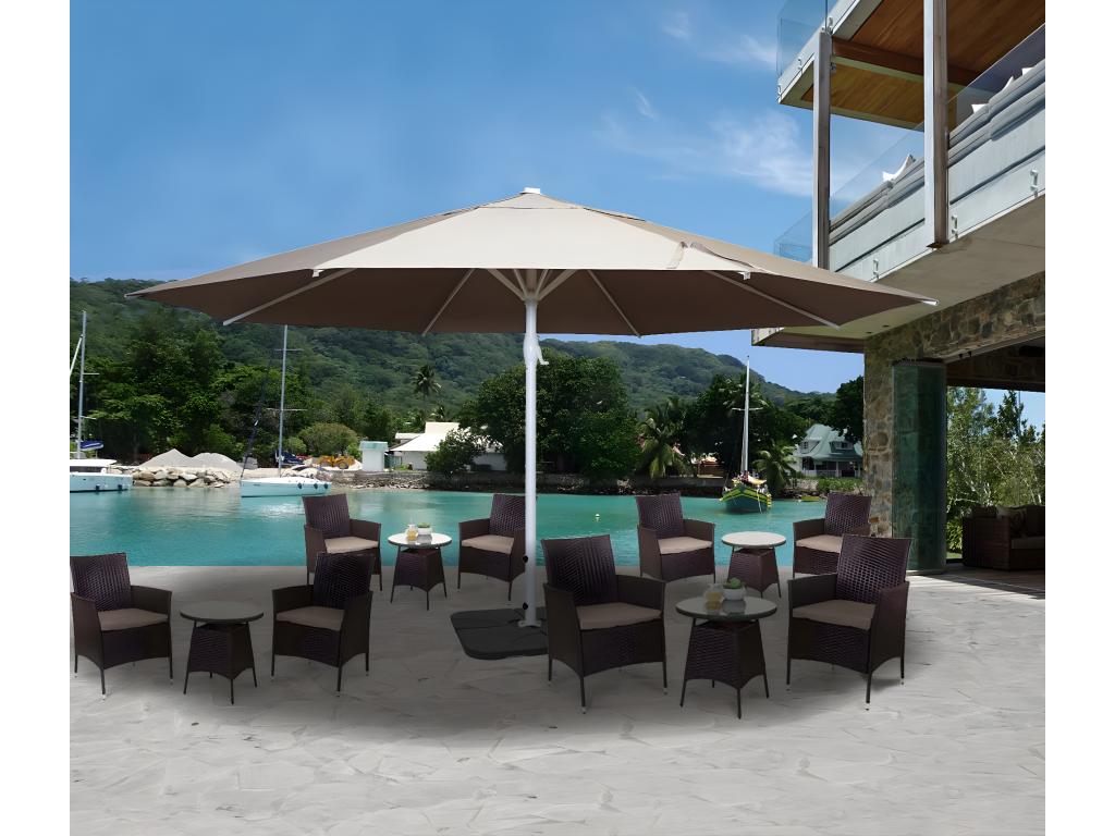 Parasol Chezlova II 5m crème-beige avec support YAWO13406