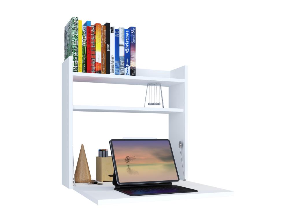 Artigeo bois bureau suspendu pliable bureau mural bureau informatique tablette Dralis blanc LKRU48537