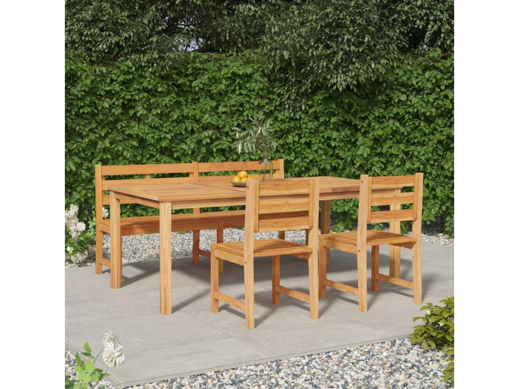 Ensemble à dîner de jardin 4 pièces Bois de teck massif ZCHB28466