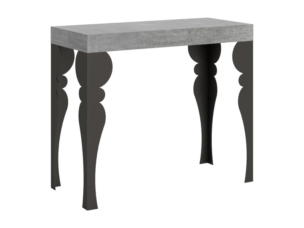 Console extensible 90x40/196 cm Paxon Small Gris Béton cadre Anthracite NTLC81877