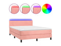 Sommier tapissier avec matelas et LED Rose 140x190 cm Velours GGJP72027