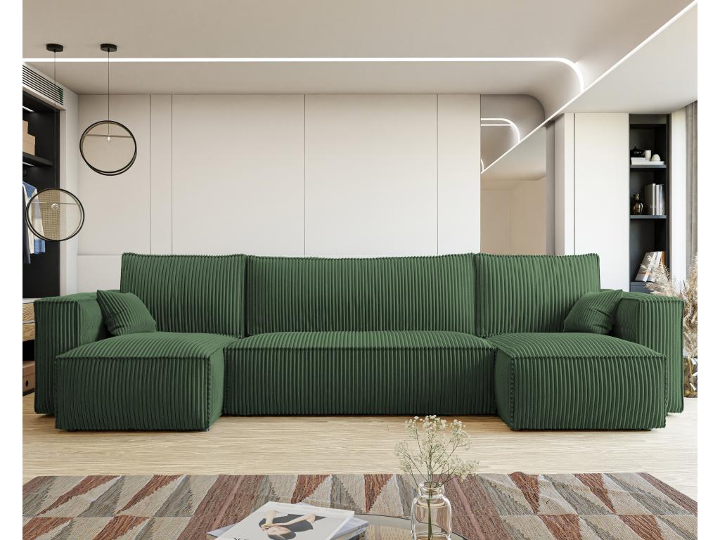 Canapé d'angle Paris U fonction couchage et tissu Vert RJZE58320