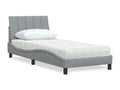 Lit avec matelas gris clair 90x200 cm tissu AKWE73569