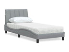 Lit avec matelas gris clair 90x200 cm tissu AKWE73569