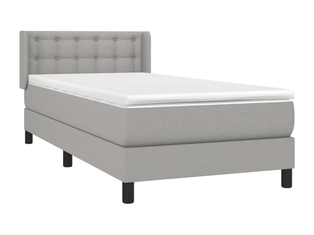 Lit à sommier tapissier avec matelas Gris clair 100x200cm Tissu NASZ15528