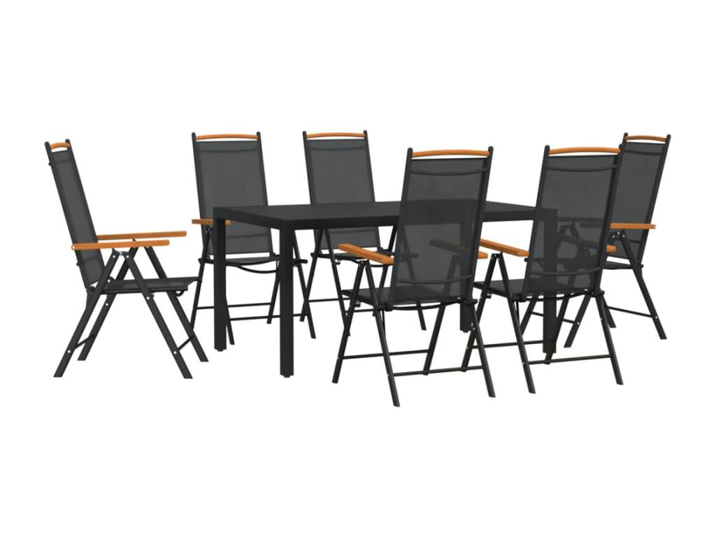 Ensemble à manger de jardin 7 pcs aluminium noir MKBZ23195