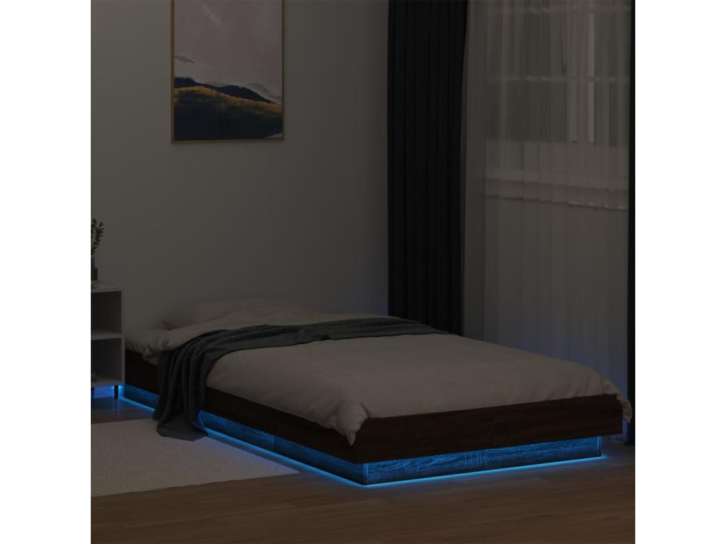 Cadre de lit avec Chezlovaères LED chêne marron 100x200 cm AYSG63214