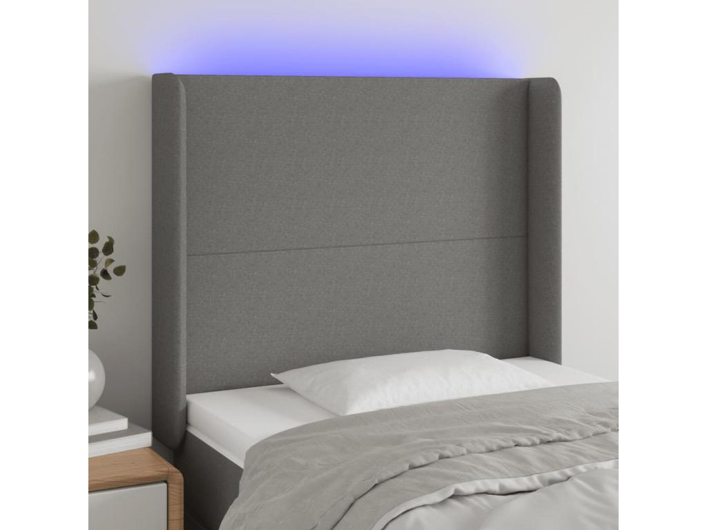 Tête de lit à LED Gris foncé 103x16x118-128 Tissu SRRT56554