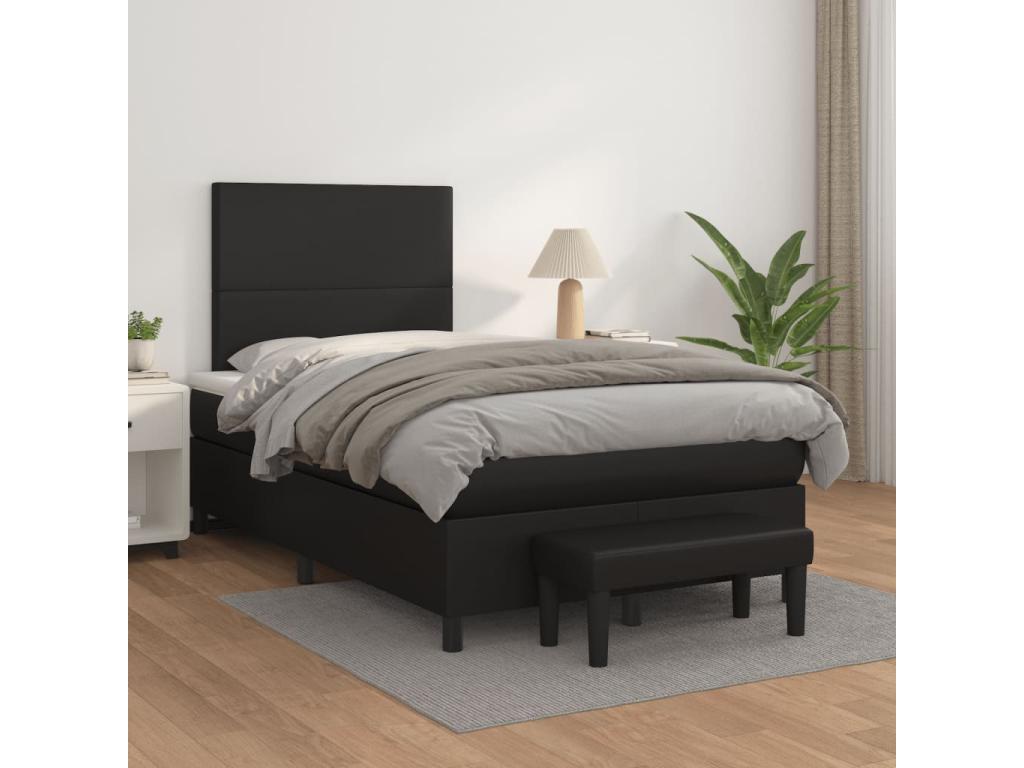 Sommier à Artigeo de lit avec matelas noir 120x190 cm similicuir SKNT26539