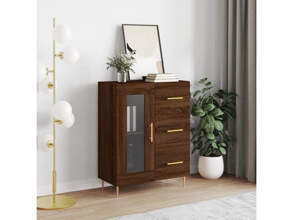 Buffet chêne marron 69.5x34x90 cm bois d'ingénierie GFAX89670