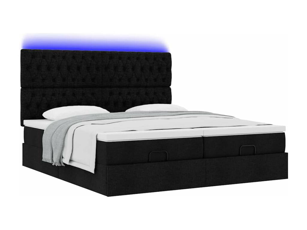 Cadre de lit ottoman avec matelas noir 160x200 cm tissu BBLT67305