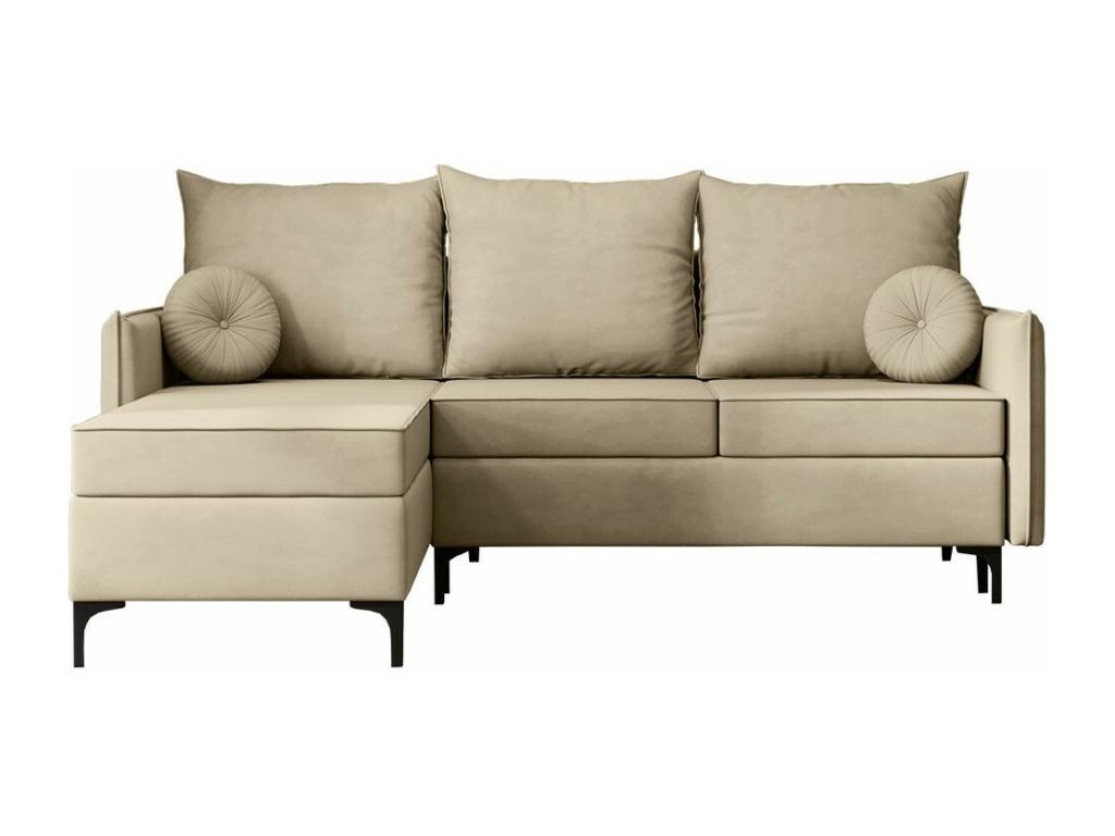 Canapé d'angle Cosymeub 112 Brun clair Fonction de couchage Boîte de literie 213x168cm AUCT08302