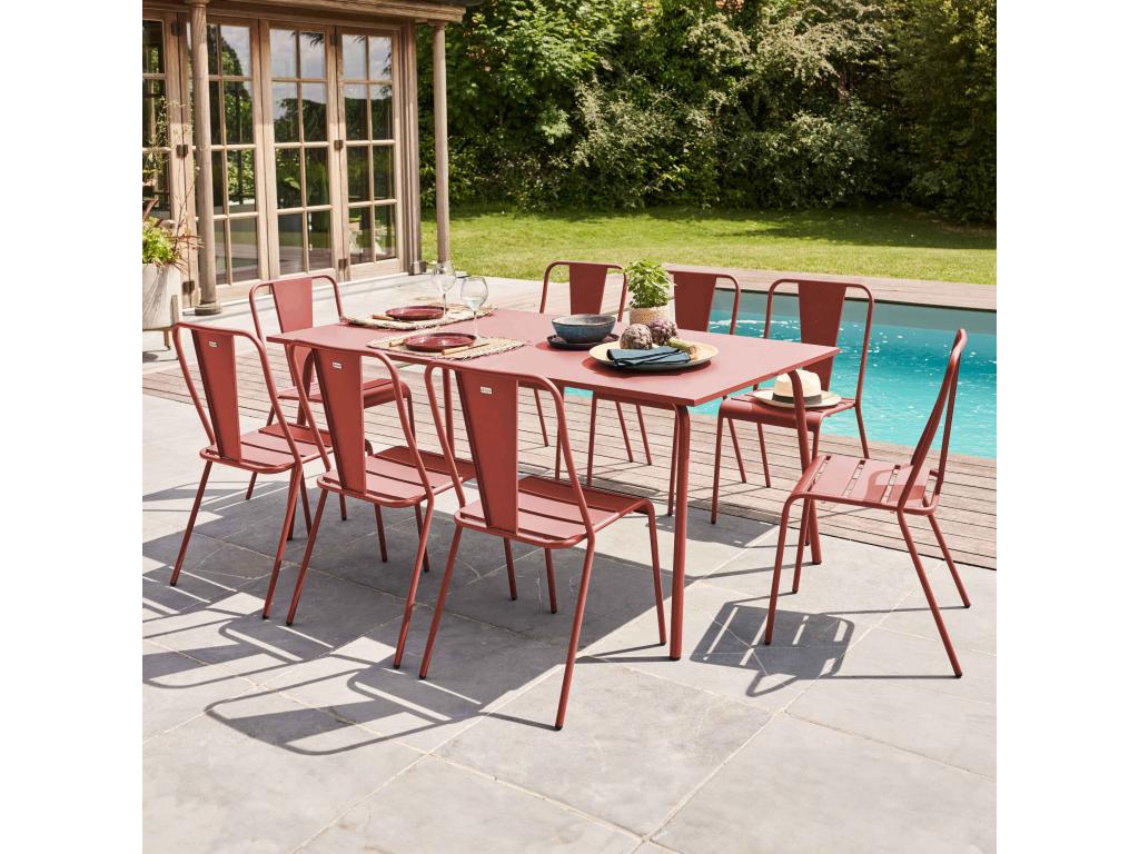 Table de jardin rectangulaire en métal argile 180 cm - Artigeo LOJH43110