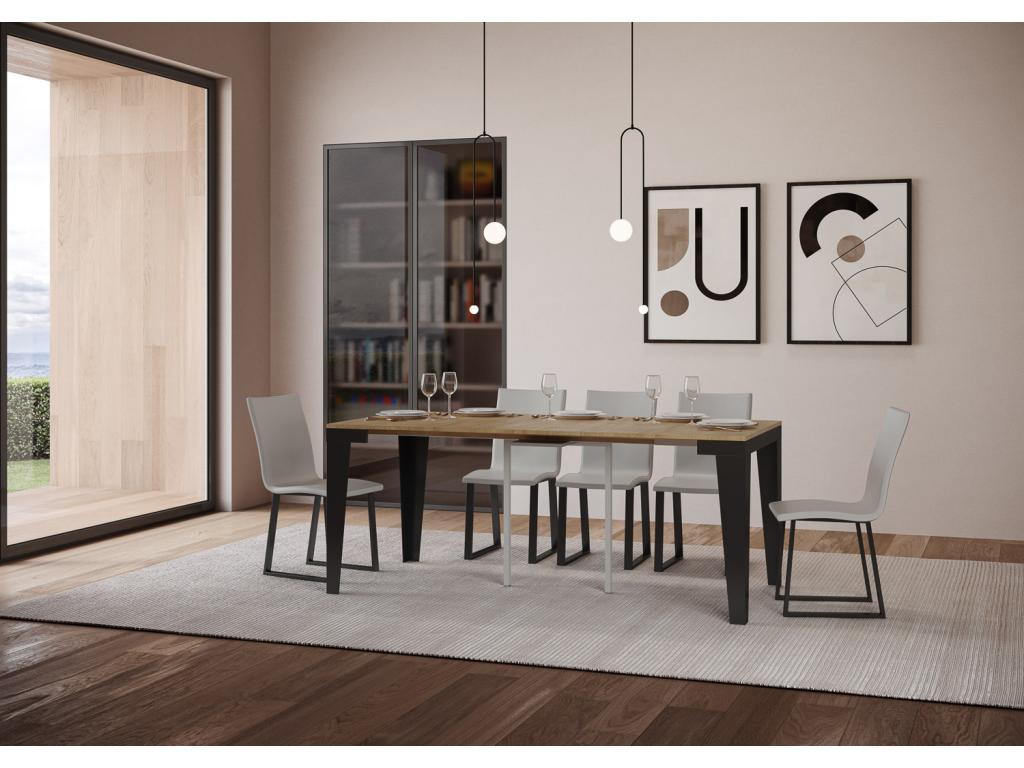 Console extensible 90x40/300 cm Flame Evolution Chêne Nature cadre Anthracite TVJH49376