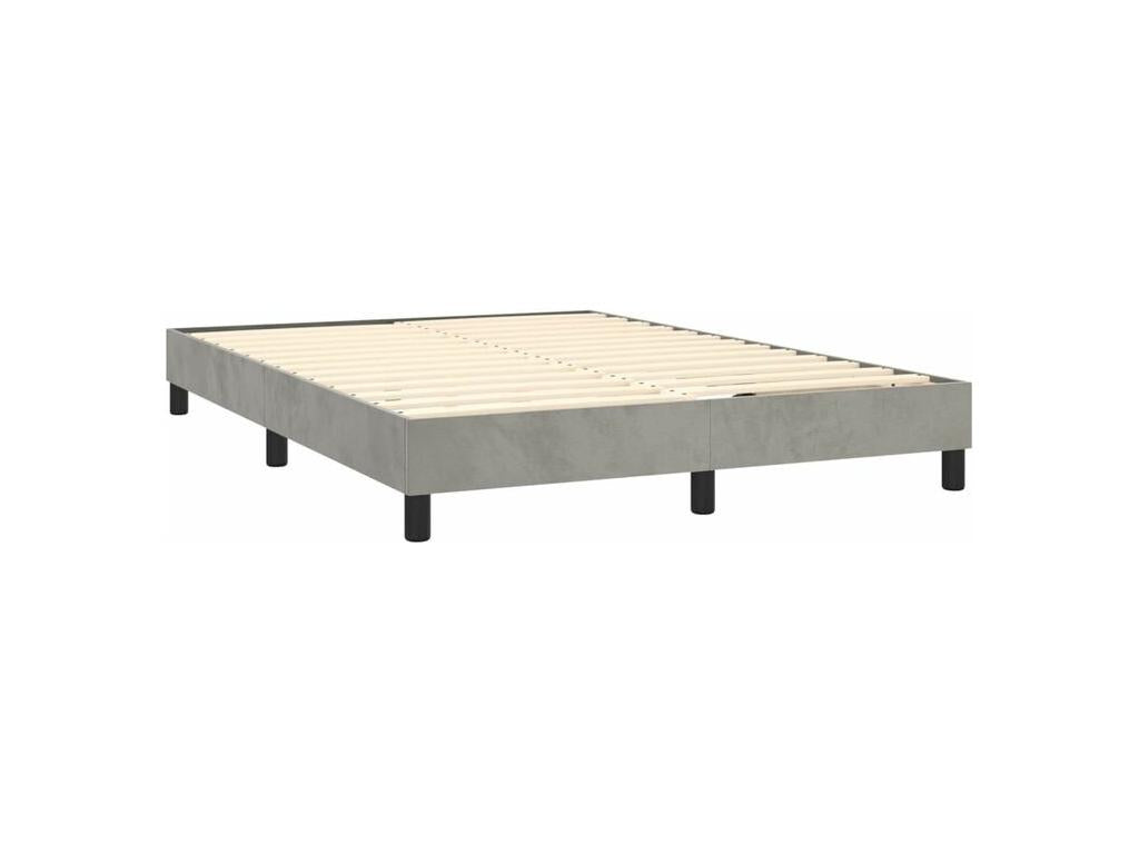Sommier à Cosymeub de lit et matelas Gris clair 140x200 Velours FEBE81393