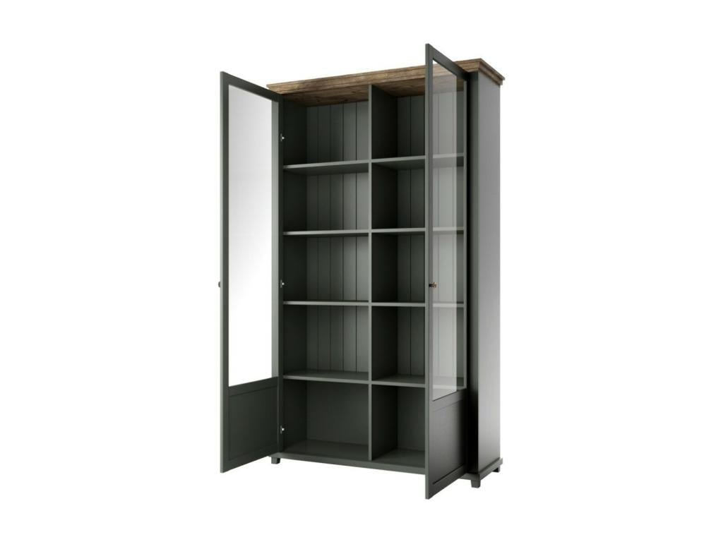 Vitrine grande 2 portes collection Artigeo- Couleur vert et chêne NUDZ71772