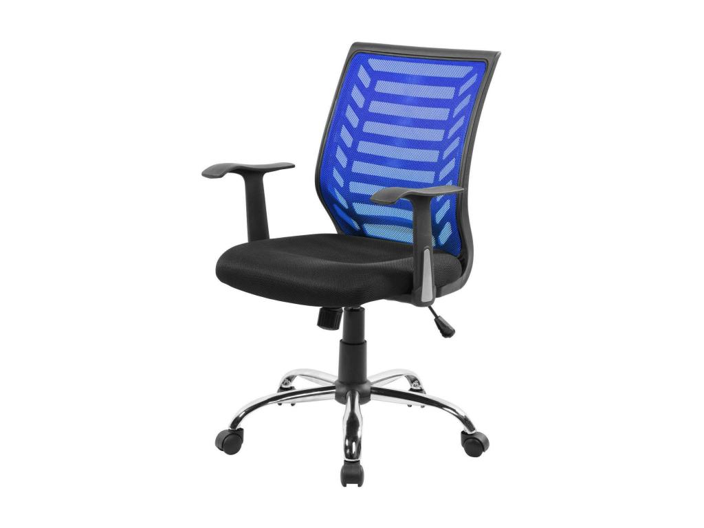 Chaise de bureau Cosymeub Chaise de travail en Cosymeub avec accoudoirs Siège de bureau ergonomique 59x60h93/103 cm Noir et Bleu LGOK13398