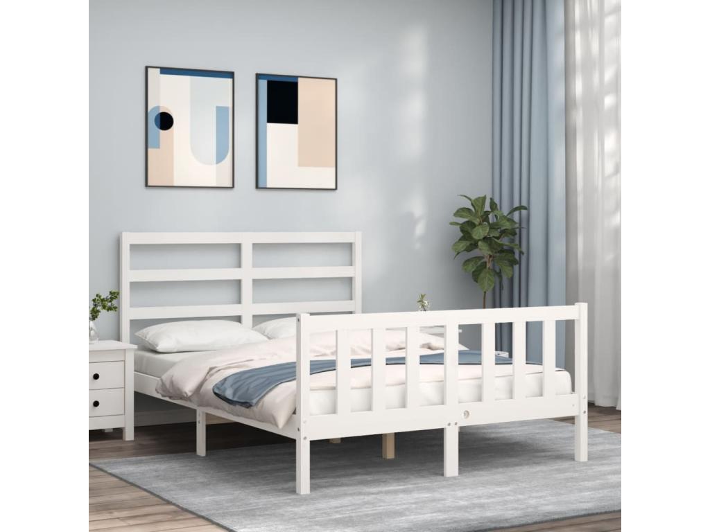Cadre de lit sans matelas blanc bois de pin massif NLSS54977