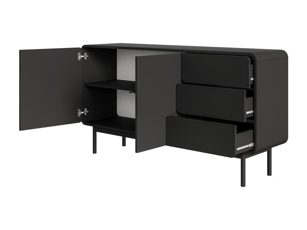 Commode - 154 cm avec trois tiroirs - noir - ORO DFAY46449