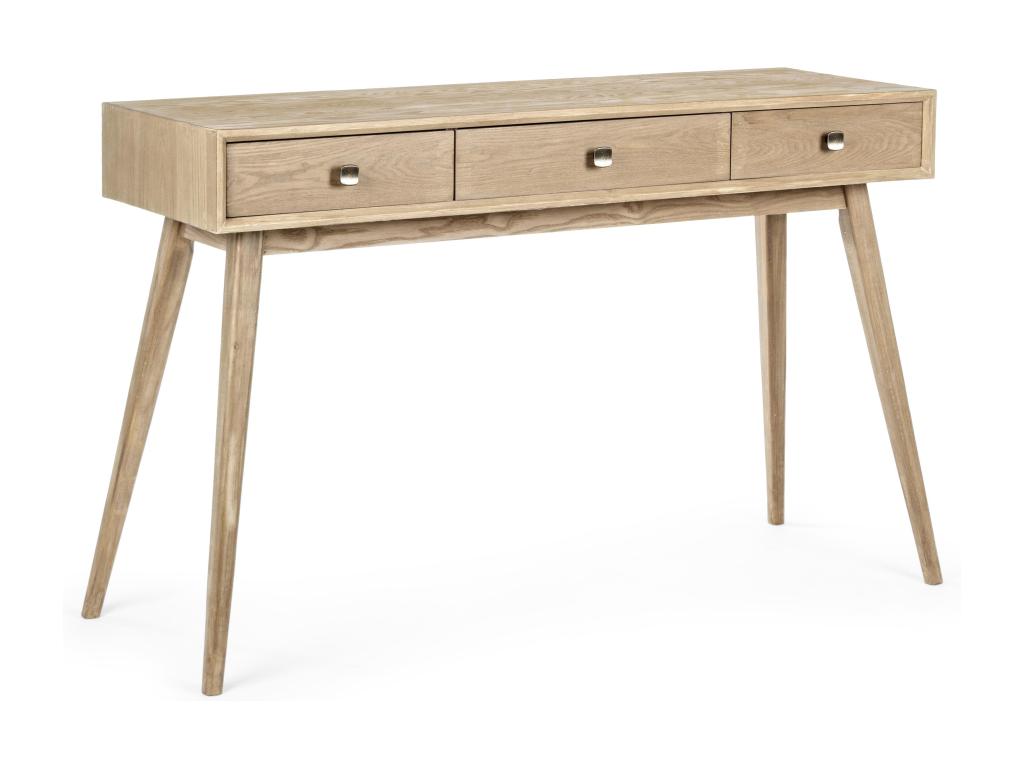 Console 3 tiroirs en bois de frêne naturel Cosymeub 120cm WZXH06814