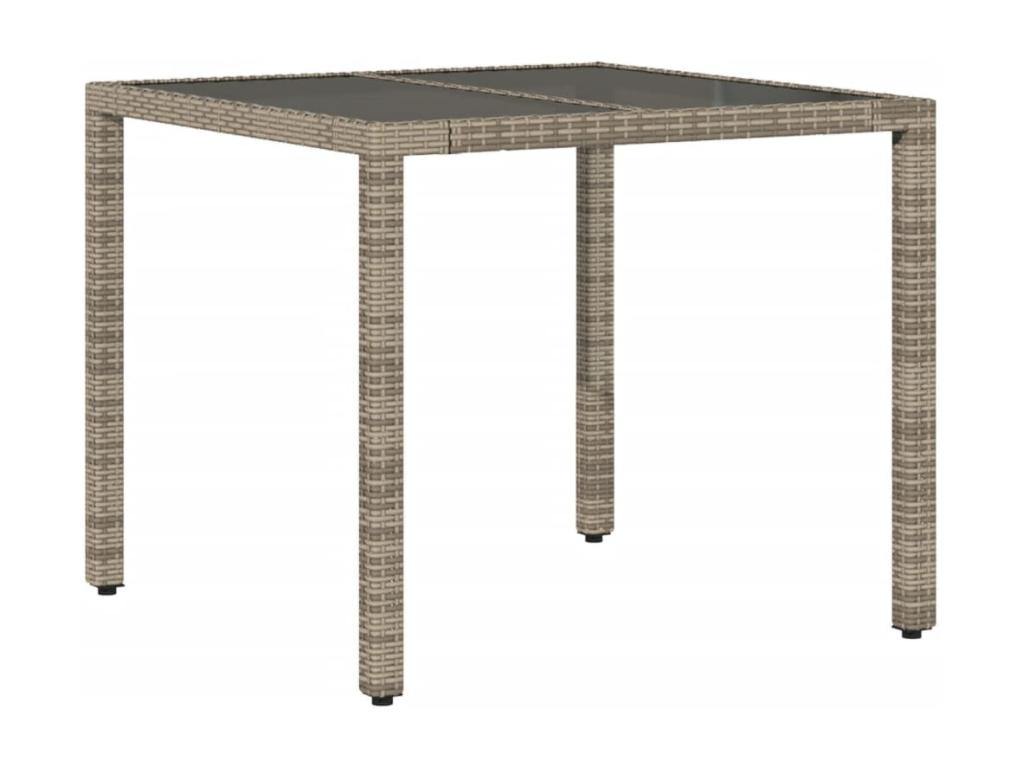 Ensemble à manger de jardin et coussins 3 pcs gris rotin verre VZXF03671