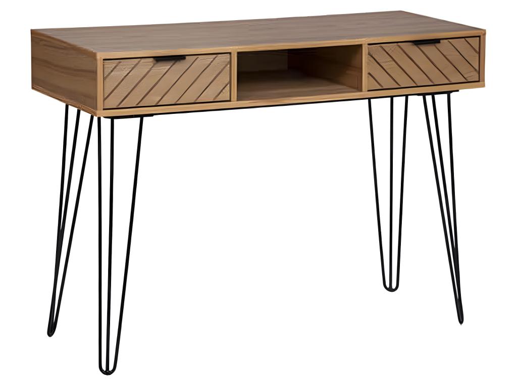 Console avec 2 tiroirs en bois / fer coloris Beige - Longueur 110 x Profondeur 40 x Hauteur 78 cm UTEJ92161