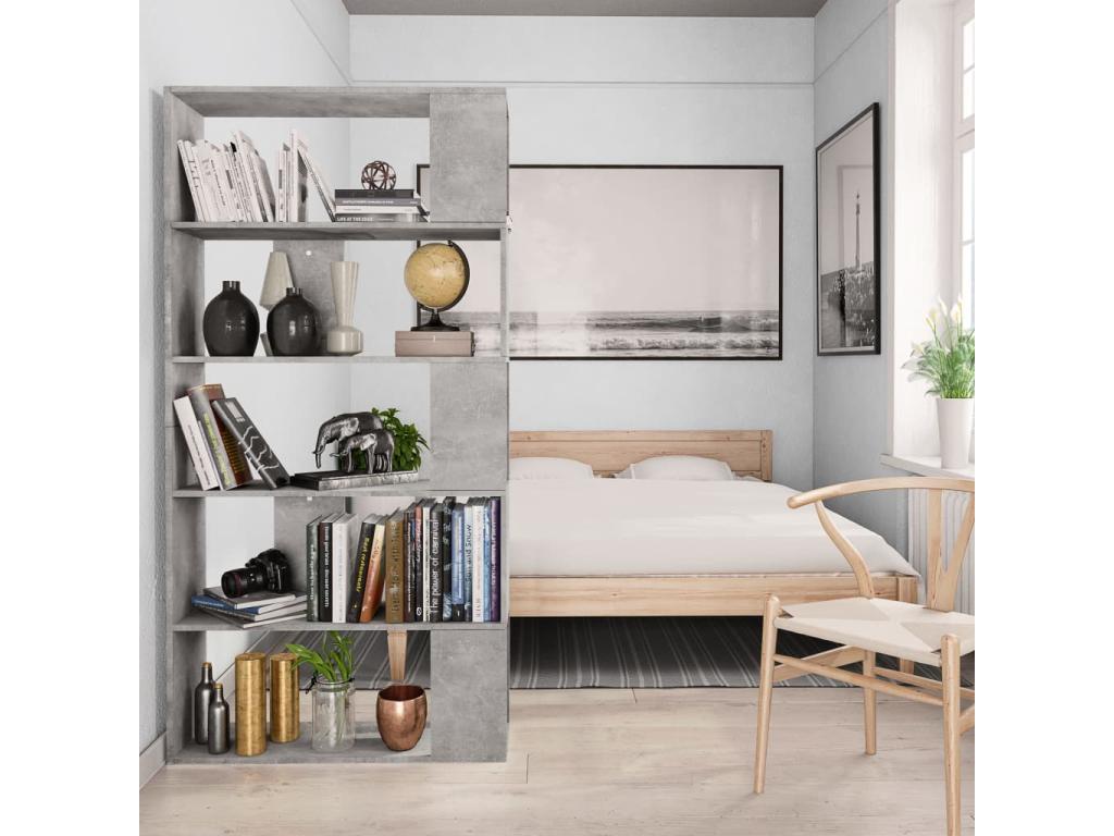 Bibliothèque/Séparateur de pièce Gris béton Bois d'ingénierie GBBG45979