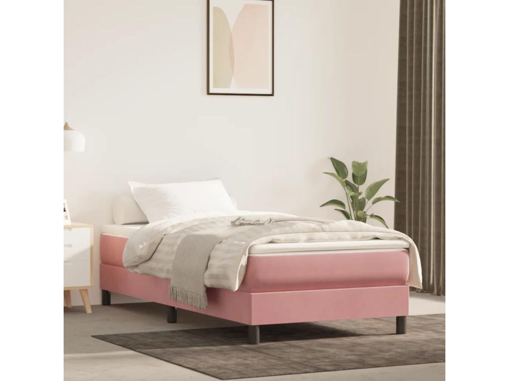 Cadre de lit sans matelas rose 90x200 cm velours YHMP01261