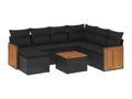 Salon de jardin 8 pcs avec coussins noir résine tressée DXLZ70952