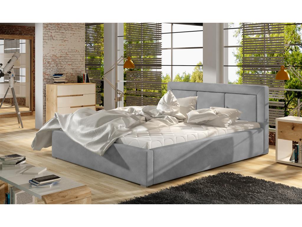 Lit velours gris clair grand carré capitonné Artigeo - 4 tailles-140x200 ZYIT11879