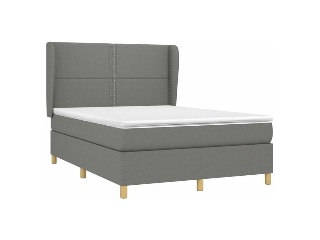Sommier à Cosymeub de lit avec matelas Gris foncé 140x190 Tissu VAPW97012