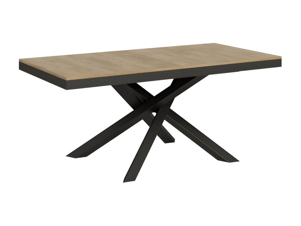 Table extensible en bois clair et cadre anthracite 160-264cm Klass NRPY68909