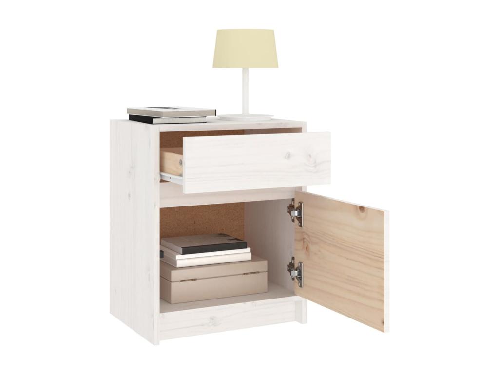 Table de chevet Blanc 40x31x50 cm Bois de pin massif WIOI95647