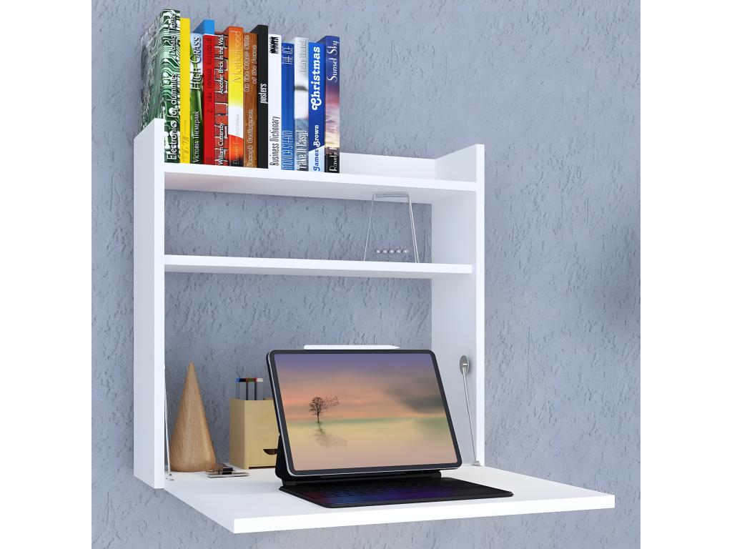 Artigeo bois bureau suspendu pliable bureau mural bureau informatique tablette Dralis blanc LKRU48537