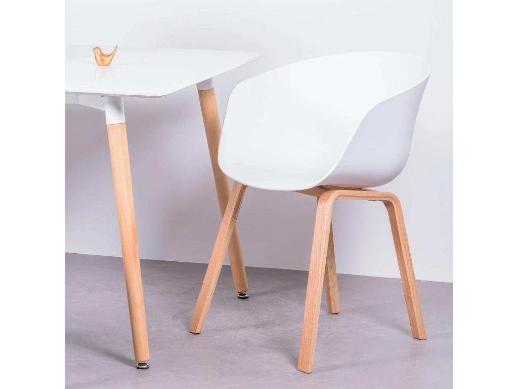 Chaise avec assise en plastique et pieds en bois de hêtre - Artigeo - Blanc VPZQ53033