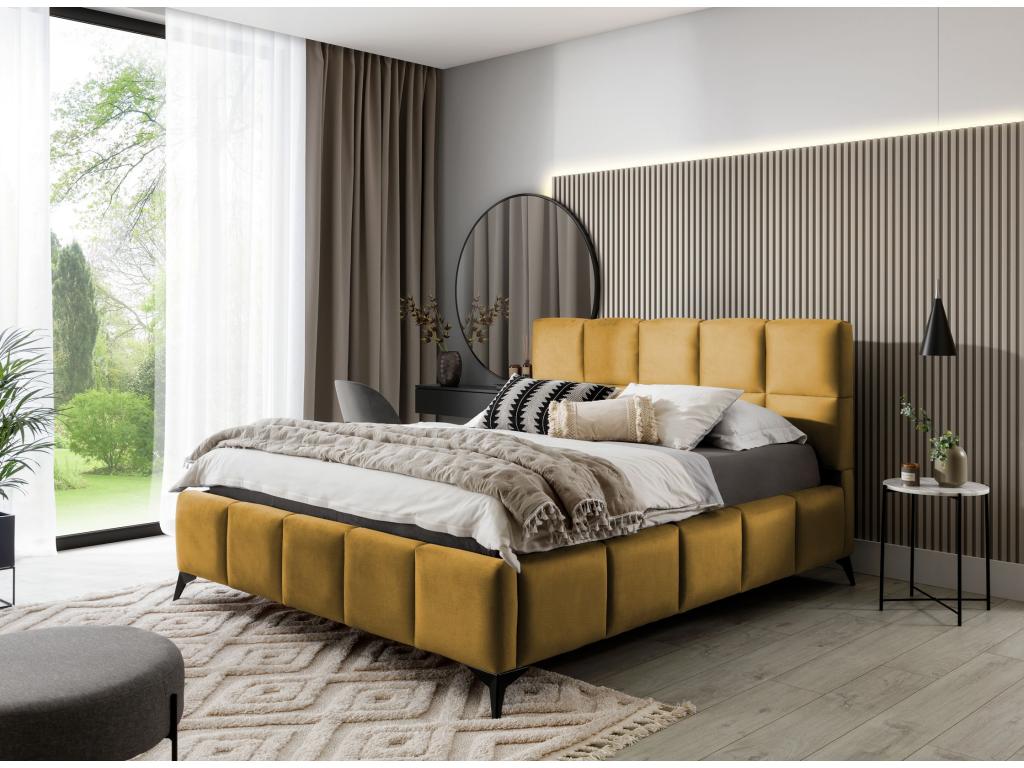Lit coffre de luxe velours capitonné Mister-Couleur Jaune Artigeo-140x200 JOII06664
