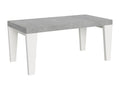Table extensible gris béton et pieds bois blanc 6 à 12 personnes Cosymeub L 180 à 284cm-Pied et support sur Cosymeub DKNZ30269