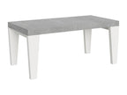 Table extensible gris béton et pieds bois blanc 6 à 12 personnes Cosymeub L 180 à 284cm-Pied et support sur Cosymeub DKNZ30269