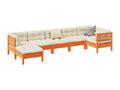 Salon de jardin 7 pcs avec coussins cire marron bois pin massif CPKE86061